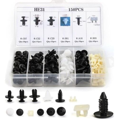 150PCS Rivet Screws 6Kinds Plastic Car Bumper Clip Retainer Panel Push Body Interior for BMW VW Clip Nail Fastener Kit