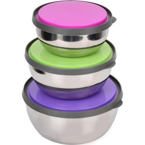 3Pcs Stainless Steel Seal Bowl Fruit Storage Bowl Instant Noodle Bowl With Lid Reusable Student Lunch Box Food Storage Case