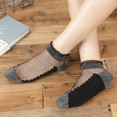 5 pairs/lot New style Quality Summer cotton bottom short silk socks Ultra-thin breathable women anti-Slip boat socks