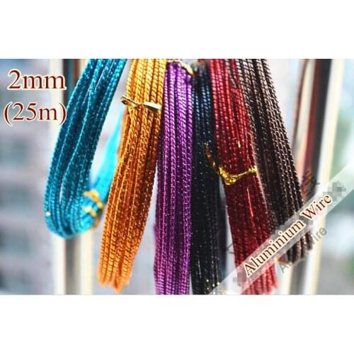 5 colors/lot 2mm Anodized Aluminium wire screw thread round Tarnish Resistant beading Wire soft free shipping HOT 25M