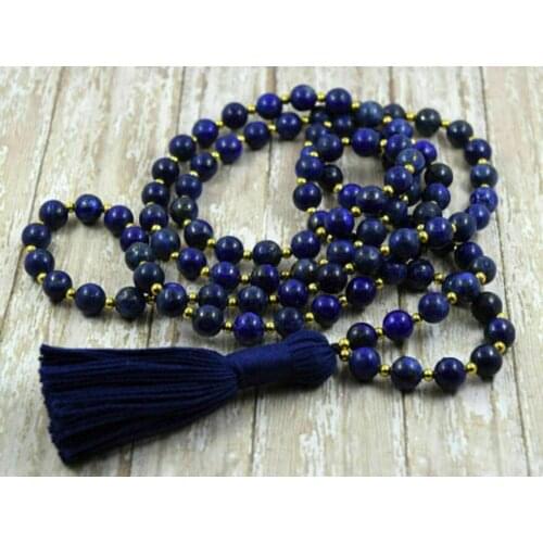 8/mm lapis lazuli 108 Tibetan Buddhist Prayer Beads Mala Necklace AAA