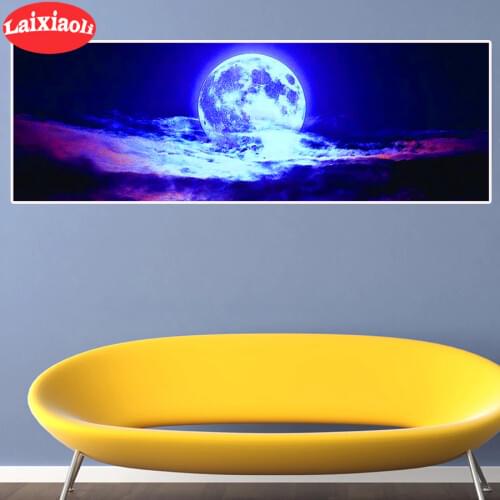 5D DIY Diamond Painting Bright moon landscape diamond cross stitch full square/round diamond mosaic embroidery long planet art
