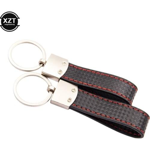 Car Keychain Black Red Leather Keyring Key Chain Key Ring Holder For Audi Sline RS VW R M sport AMG