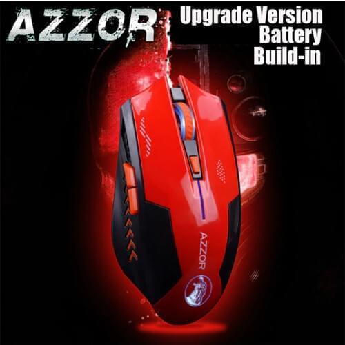 AZZOR Rechargeable Wireless Mouse Mute Butto Gaming Mice 2400 DPI 2.4G FPS Gamer Lithium Battery Build-in For PC Laptop Computer