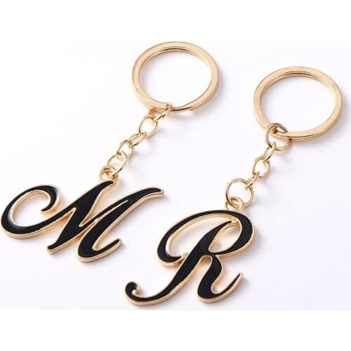 DIY Initial A-Z Letters Key Chain For Men Gold Color Metal Keychain Women Car Key Ring Simple Letter Name Key Holder Party Gift