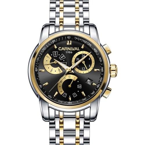 Switzerland Luxury Brand CARNIVAL Sport Multifunction Automatic Mechanical Men Watches Luminous Waterproof Sapphire Clock C8800