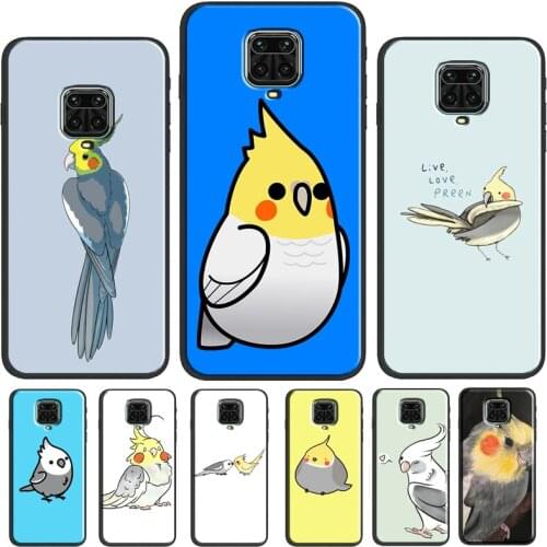 Cartoon Animal Chubby Cockatiel Case For Xiaomi Redmi Note 8 9 Pro Note 9S 8T 9 9C 9A 9T Cover For Redmi Note 10 Pro Shell