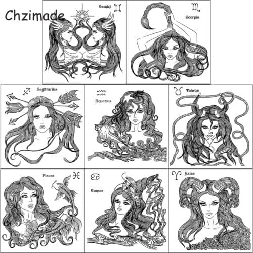 Chzimade Pretty Girls Constellation Clear Silicone Stamps 13x13cm For DIY Scrapbooking Card Making Crafts Home Decoration