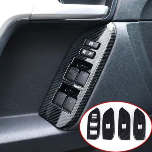For Toyota Land Cruiser Prado FJ150 2010-2019 ABS Carbon fiber pattern Window Lift Regulator Cover Trim Car Styling 4pcs