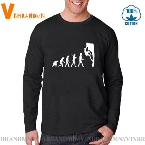 New Mountain Climb Tee 70s 80s Trendy Leisure clothes Rock climbing T shirt Evolution of Rock Climber Long Sleeves T-shirt