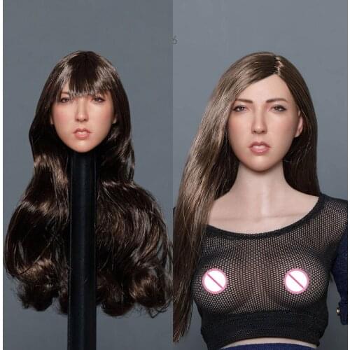 GACTOYS 1/6 GC043 Asian Beauty Head Sculpture Long Hair Female Soldier Head Carving Model Fit TBL 12 inch Suntan Action Figure
