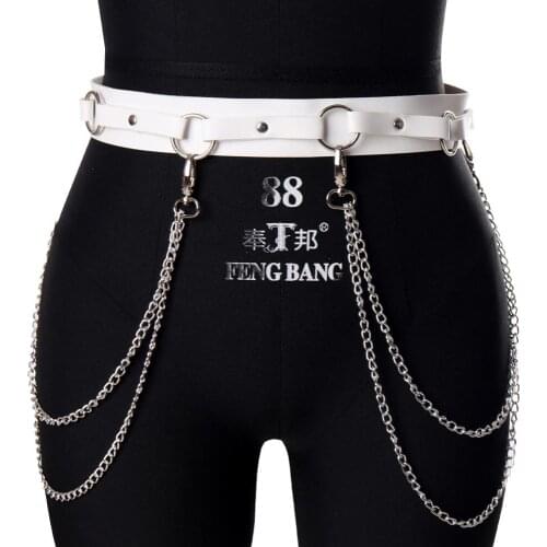 Leather Waist Belts Harness Garter White Cage Body Sexy Lingerie Punk Suspender Chain Bondage Plus Size Party Rave NightClubs