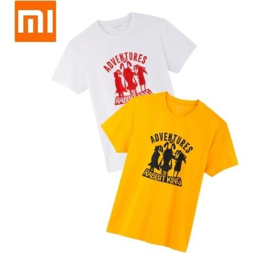 Youpin Summer men cotton T-shirt Cartoon rabbit printing Soft and comfortable Breathable short sleeves Smart home