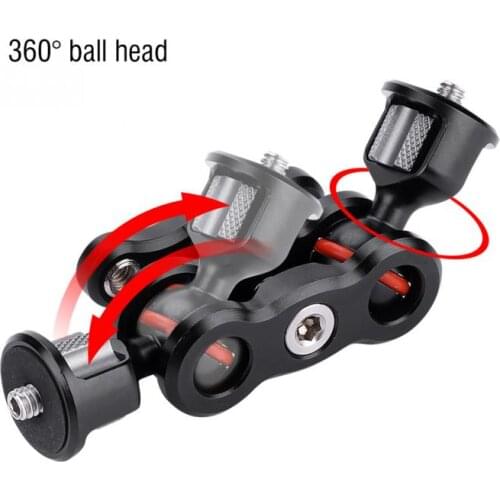 Multi-Function Dual Ball Head Hot Shoe Magic Arm Mount Adapter 360degree ball head with 1/4'' screw for Sony Canon Nikon Camera