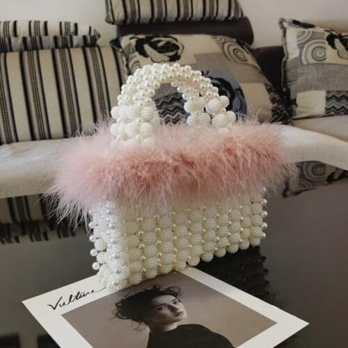 Fashion Handmade Beaded Wedding Beading Clutch Purse ABS Genuine Pearl Bags with Handle Handbags