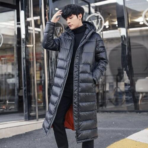 Mens Winter Down Jacket Hooded Thick Long Coat 90% White Goose Down Jacket Korean Parka Doudoune Homme 1806 KJ3096