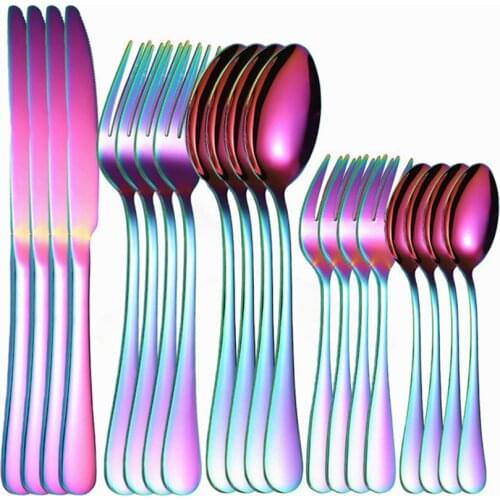 20Pcs Mirror Cutlery Set Stainless Steel Kitchen Tableware Spoon Fork Knife Set Dinnerware Silverware Set Flatware Dropshipping