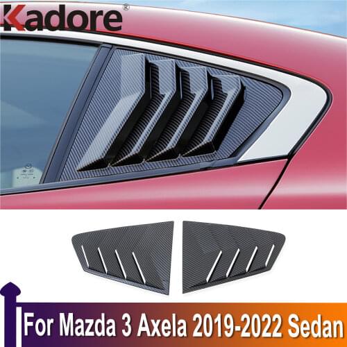 For Mazda 3 M3 Axela 2019 2020 Sedan Carbon Fiber Rear Quarter Window Louvers Spoiler Panel Cover Trim Car Exterior Accessories