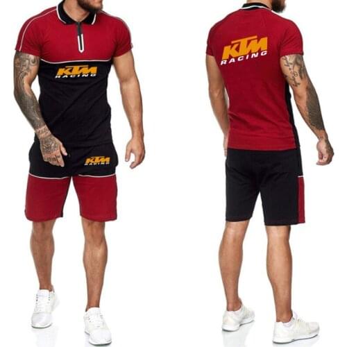 2021 New Summer Fitness Running Mens Short-sleeved + Shorts Two-piece Short-sleeved Tops Mens Sports Suits Mens Casual Suits