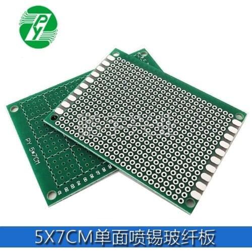 5x7CM Single-sided Tin Spraying 1.6 Thick 2.54 Spacing Universal Board Universal Circuit Board Hole Board PCB