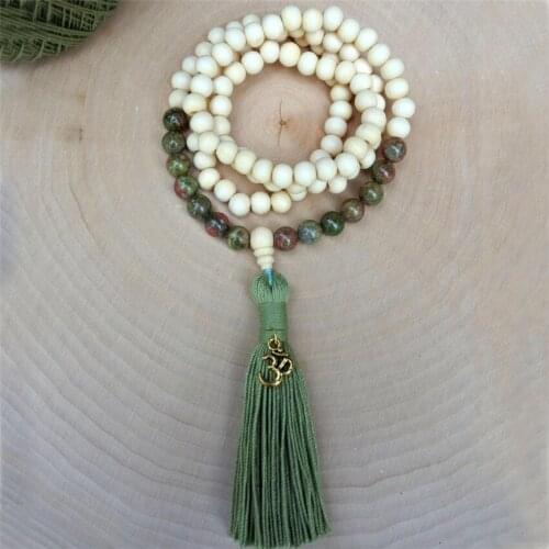 Natural Color Stone 108 Beads Handmade Tassel Necklace Spirituality Buddhism Wristband Tibetan Prayer Yoga Meditation Spiritua