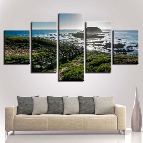 Landscape Sky Cloud Star Mountain River Hot Air Balloon 5 Piece Wall Pictures For Living Room Color Painting Art Home Decor