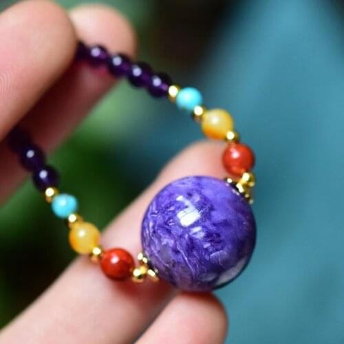 Genuine Natural Charoite Purple Women Pendant 18mm Round Ball Sphere Russia Necklace Jewelry Fashion Bead AAAAA