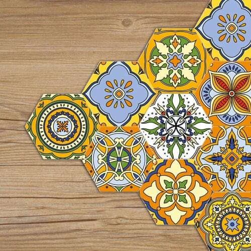 Anti-slip Wall Floor Sticker for Bathroom Yellow Color Morocco Style Pattern Excellent Quality Home Floor Wall Decals Vinyl