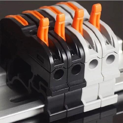 1PCS PCT-211 rail type fast terminal replaces UK2.5B wire connector black gray one in and one out