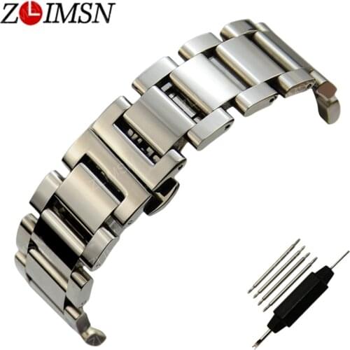 ZLIMSN Stainless Steel Watch Bands Buckle Grade Heavy Solid 316L Stainless Steel Black Plated Bracelets S17 Relojes Hombre 2017