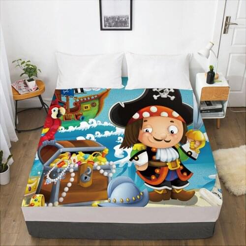 Cartoon Childrens Elastic fitted sheet bed sheet With An Elastic Band 160x200 Mattress Cover Bed cover for kids baby Car pirate