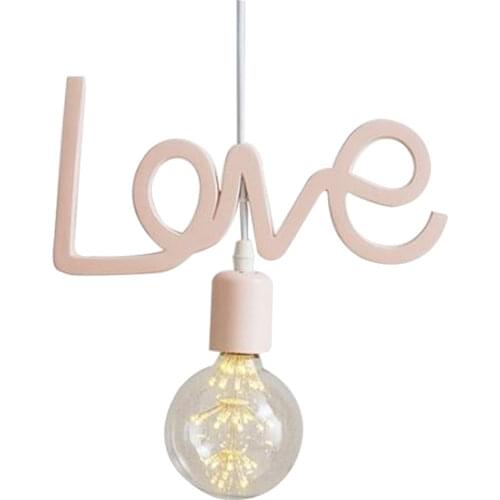 Romantic Love Pendant Light for Childrens Room Girl Bedroom Suspension Luminaire Modern LED Hanging Lamp Wedding Decor Fixtures