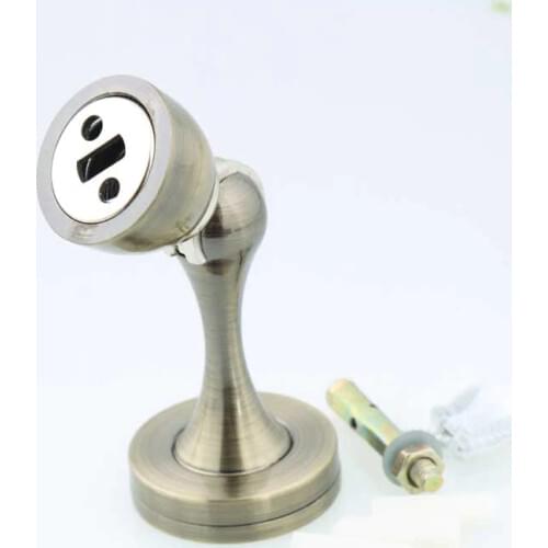 Vintage style zinc alloy stong magnetism door stopper antique brass door stops with screws bronze room door stops top quality