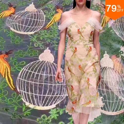 New arrival clogs for women Bird Cage Embroidery Fashion Week Top Designer Design Extreme Dress Sewing Fabric Lovely Lady fabric
