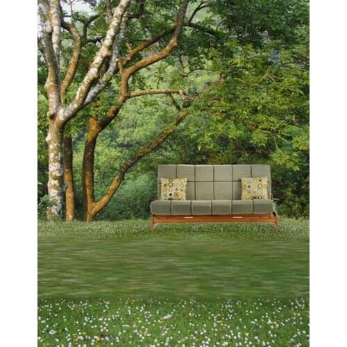 5x7ft Tree Lawn Sofa Photography Backdrops Photo Props Studio Background