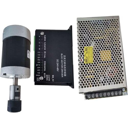 48V DC 200W DC Brushless Motor DC CNC Carving Milling Spindle Motor + 48VDC Stepper Motor Driver + 1PCS Power Supply