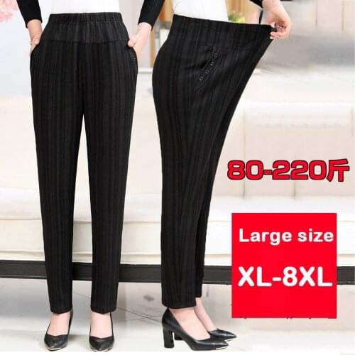 Large Size XL-8XL Womens Casual Harem Pants Spring Summer Fashion Loose Female Stretch High Elastic Waist Trousers Black R877