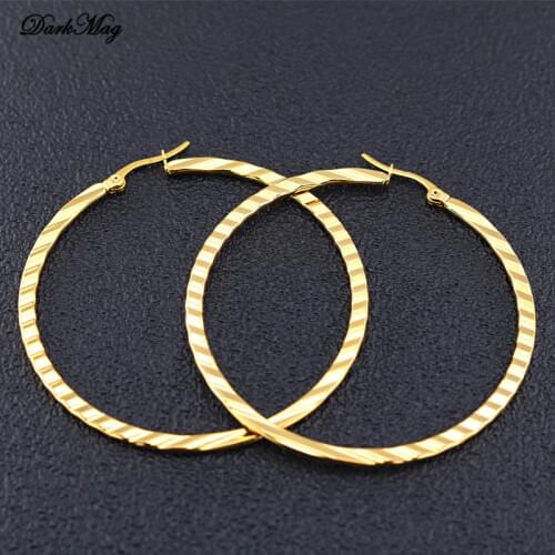 DarkMag 1Pair Women Large Circle Silver Color Hoop Earrings Gold for Women Round Huggie Creole Earrings Vintage Hoops Ear Rings