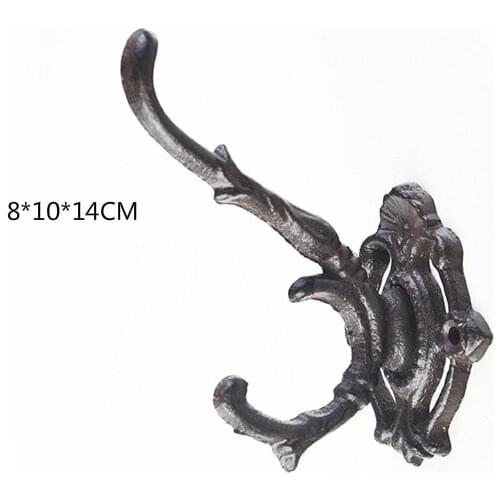 European cast iron double hook wall wrought decoration store coat s simple flower modeling pastoral metal