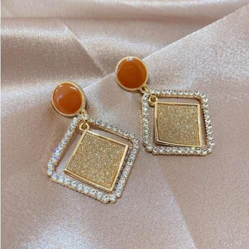 Geometric Rhombus Earrings Cutout Frosted Texture Long Earrings Fashion Exaggerated Earrings Gifts For Friends