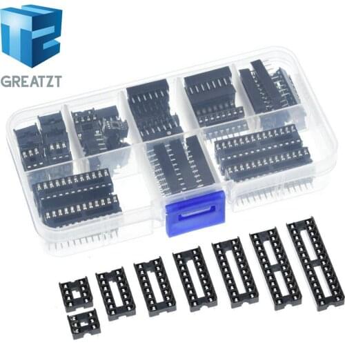 GREATZT 66PCS/Lot DIP IC Sockets Adaptor Solder Type Socket Kit 6,8,14,16,18,20,24,28 pins New