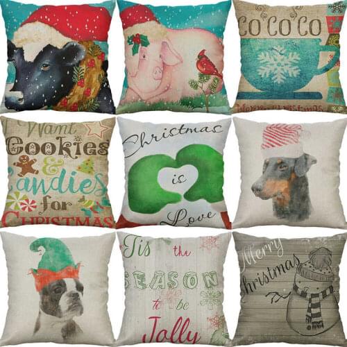 Animal Cotton Case Cushion Pig Cover Pillow Home Decorative Christmas Dog Linen