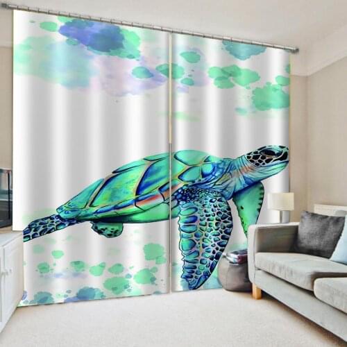 Customized 3D Curtain Drapes Green Tortoise Curtains For Living Room Bedroom Modern Baby Room Curtains
