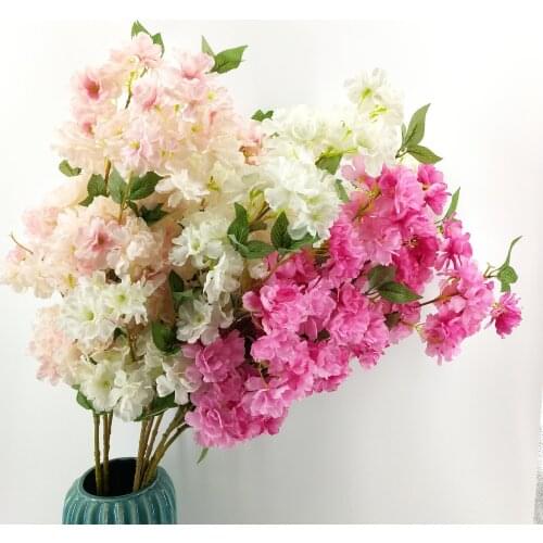 Artificial Plastic Silk Craft Flowers Rich Cherry Orchid Peach Blossom Hydrangea for Wedding Home Party Festival Decoration DIY