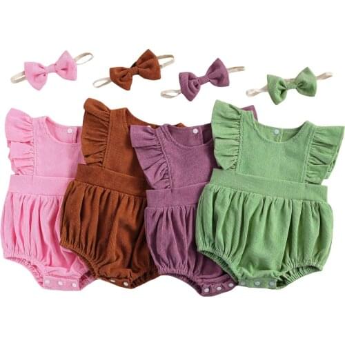 2020 New Kids Baby Girls 2-piece Outfit Set Fly Sleeve Dress+Headband Set for Children Girls