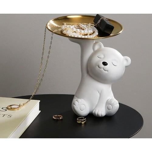 Creative Luxury Bear Tray Entrance Candy Jewelry Key Storage Storage Ornaments Household TV Cabinet Decorations