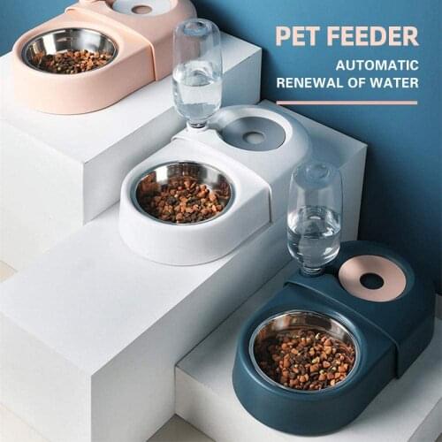 Dog Cat Bowls Automatic Drinking Water for Pets and Food Bowl Set Anti-Skid and Non-Overflow Detachable Feeders Dogs Accessories