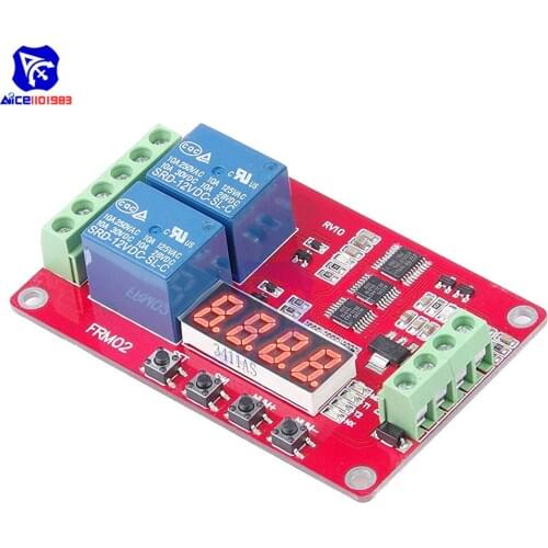 DC 5V/12V/24V 10A 2 Channel Multifunctional Relay Module Cycle Delay Timer Switch Self-Locking Programmable Relay Module /w LED