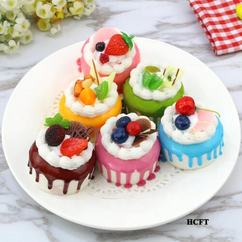 Simulation cake model bakehouse shop store decoration cherry strawberry blueberry kiwi fruit cream cake artificial food props