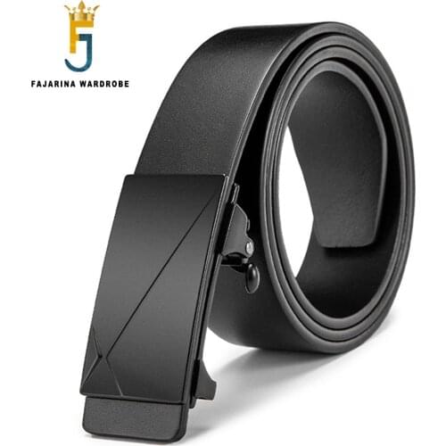 FAJARINA Design Top Quality Cowhide Leather Belt Fashion Slide Alloy Black Buckle Belts Men Jeans & Pants Accessories N17FJ932
